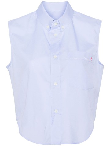 Marni - sleeveless cropped cotton shirt - women - Cotton - 46 - Blue