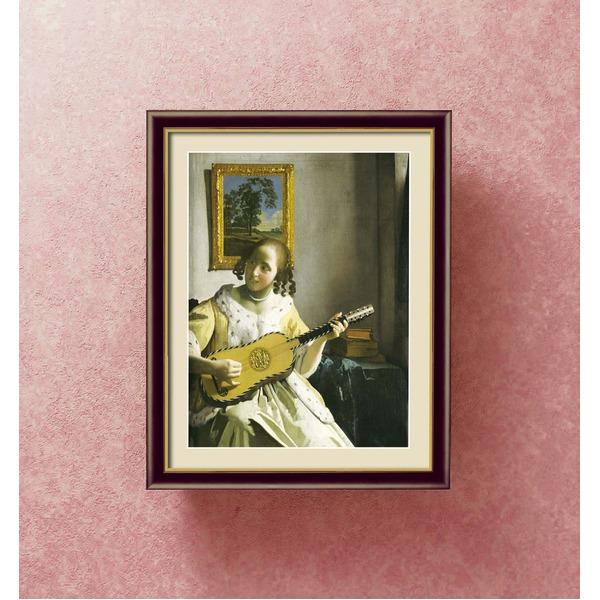 〔フェルメールの代表作〕謎多き画家 鮮やかな青色 ヨハネス・フェルメール（Johannes Vermeer）F6号 ギターを弾く女