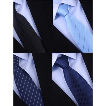 拉鏈式新郎商務藍色手打西裝領帶