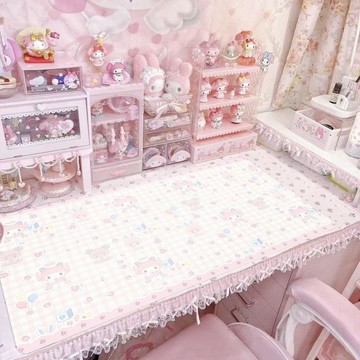✨臺灣出貨✨粉色美樂蒂小羊少女心桌墊防水學生宿舍書桌墊家用茶几桌墊餐桌墊
