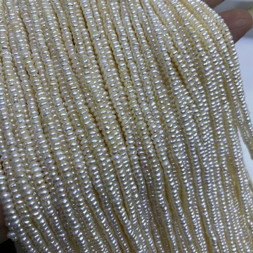 宏雲Hongyun-DB--性價比天然淡水小珍珠白色扁珠散珠2-3mm珍珠項鍊鎖骨鏈半成品diy