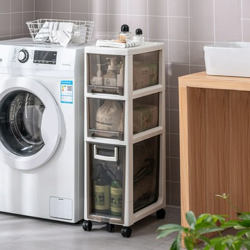 ??快速出貨 衛生間浴室置物架廁所夾縫洗衣機儲物柜落地免打孔馬桶塑料收納架