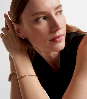David Yurman Cablespira® Flex 18kt gold cuff bracelet with topazes and diamonds