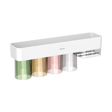 ecoco意可可牙刷置物架 壁掛 四杯-標配 牙刷架 漱口杯架 置物架 盥洗 收納 浴室收納架