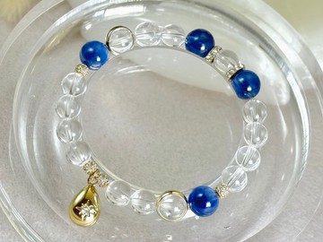 幽藍之星藍晶石白水晶水滴吊墜手鏈禮物通勤