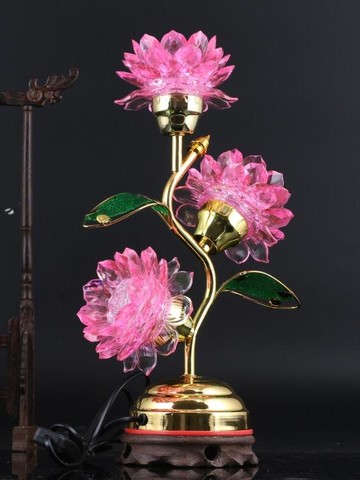 佛燈 佛堂用品三品七彩LED蓮花燈佛教長明燈佛前供燈寺廟家用佛燈【摩可美家】