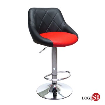 椅子/吧檯椅/吧台椅/ 美容椅/休閒椅/旋轉椅  愛麗絲腳圈高吧椅(黑背紅坐)【LOGIS邏爵】【LOG-173HX】