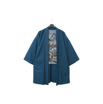 Back to Green-日本男款羽織 壯麗山林與屋 M-15/vintage kimono