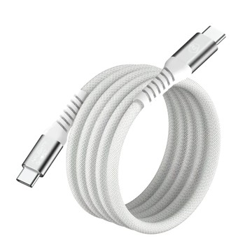 NAUGHTY GHOST 頑皮鬼 磁吸收納編織充電線 USB C to USB C 48V 5A 240W  120cm  秘境白  1條