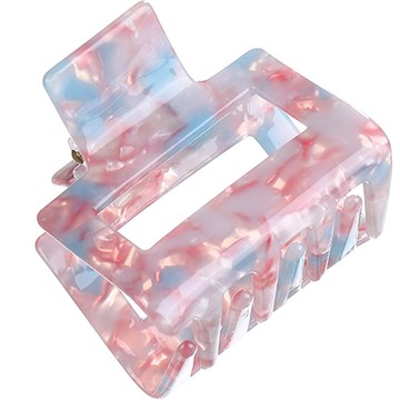 SOOSDA 法蘭索瓦方形大理石紋纖維素髮夾 5公分  雲粉色