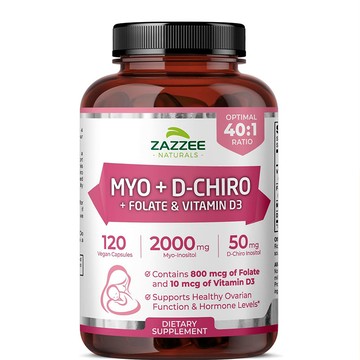 美國代購！原裝正品Zazzee Myo-Inositol肌醇D-Chiro+Vitex120粒