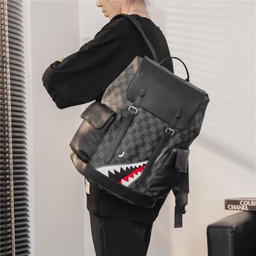 韓版爆款格子雙肩包男女大容量旅行包大學生書包電腦包2022新款潮