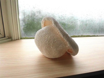 手作編織漁夫帽~ 米白捲捲帽