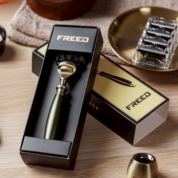 [快速出貨]【FREED】古銅系列 - 五刀式刮鬍刀 - 大地綠 客製化刻字 生日禮物 送禮推薦 男生禮物 現貨 摩羯座 水瓶座 禮物獨家 新品上市 情人節禮物