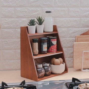 【樂嫚妮】 復古實木收納斜面層櫃-三層