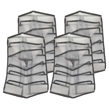 JOSIC 6格內衣網紗收納盒 尼龍網布材質  32 x 32 x 13cm  灰色  4個