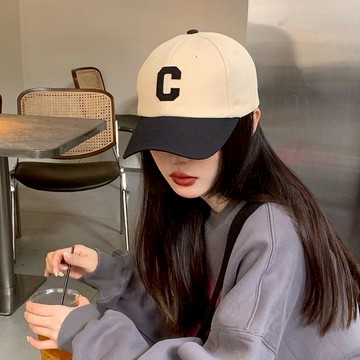 (時尚單品帽子)🖤時尚C字母拼色男女嘻哈街舞鸭舌帽潮🖤