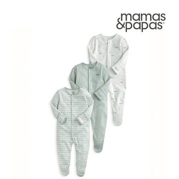 Mamas&Papas 鯨魚泡泡-連身衣3件組