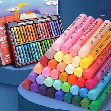 油畫棒重彩超軟36色24色軟性馬卡龍蠟筆套裝濃彩初學者小學生diy油彩棒紙畫筆工具美術生專用
