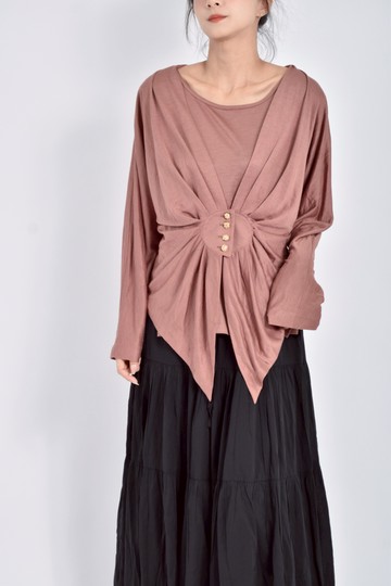 (M) wind s chant假兩件棕色長袖上衣