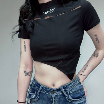 ☆LimeLight☆ EVOLVEMENT EVO女裝 彈性 簍空荊棘 愛心 短版 不規則 短袖 短T EVO-025