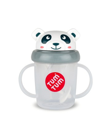 熊貓皮普-頭蓋型防漏學習水杯v2(灰)200ml