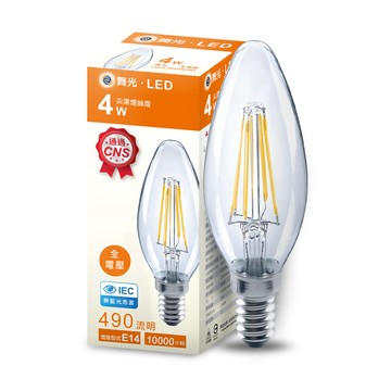 DanceLight 10入組 LED 4W E14燈絲燈尖清 黃光