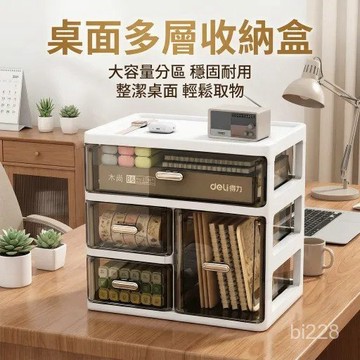 ✨現貨隔日達✨辦公桌麵收納盒 抽屜式文具置物架 桌麵抽屜 透明大容量化妝品收納櫃 頂蓋分格 多格抽屜收納盒子化妝盒收納盒