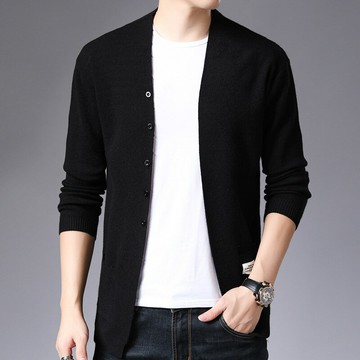 毛衣男開衫潮流修身純色針織外套男休閑帥氣線衣外穿廠家直銷鑫弘-衣錦男裝