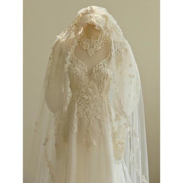 (免運)法式輕婚紗新娘2025新款主紗高級感領證小個子復古蕾絲簡約禮服裙