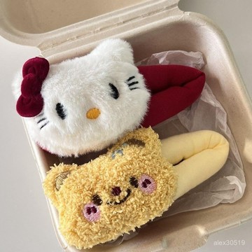 毛絨可愛Kitty貓髮夾側邊劉海夾子百搭卡通黃油小熊bb夾甜美頭飾