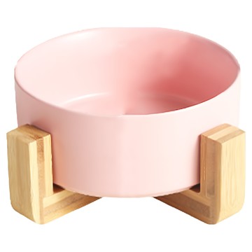 木架陶瓷碗 大號貓咪狗狗適用  粉色  1個