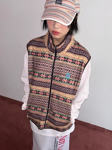 Grandma Fleece Vest [Brown]