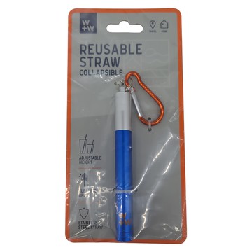 W+W 隨身伸縮不銹鋼吸管 附刷子 可重複使用 可調節高度  1支  1支