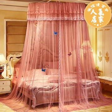 蚊帳 圓頂蚊帳 吊頂蚊帳 圓頂蚊帳吊頂1.8米1.5m紋賬家用夏季公主單人床上1加密1.2免安裝2