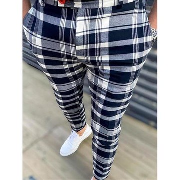 Plaid casual simple men's versatile trousers格紋休閑百搭西褲