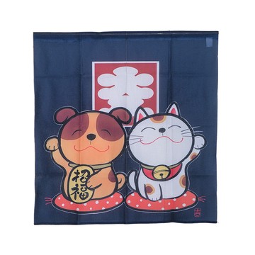 針織中門簾-85x90cm-招財貓狗-2條