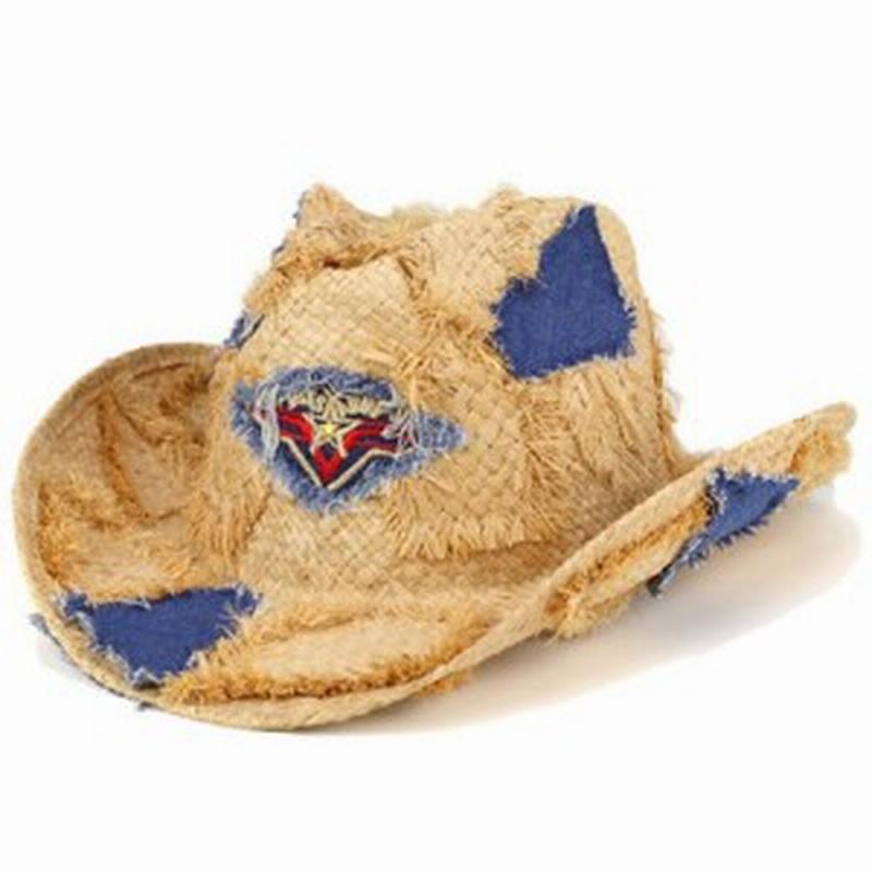 カウボーイハット レディース メンズ ハット テンガロンハット ダメージ加工 ストロー 天然素材 デニムパッチ 日よけ 夏の帽子 アメカジ 通販 Lineポイント最大1 0 Get Lineショッピング