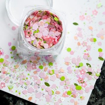 🎀台灣出貨🎀美甲材料春田花花特調混色亮片美甲流麻梅花花瓣啞光混合閃粉diy指甲飾品
