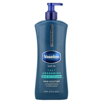Vaseline, 男性快速吸收身體/面部乳液，20.3 液量盎司（600 毫升）