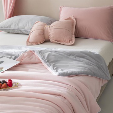 【嵐楓居家】日本科技A類冰淇淋涼感絲夏涼被150*200CM（涼被/涼感絲/涼夏被/空調被）-冰莓粉拼冰川灰_廠商直送