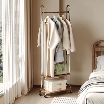 中古不銹鋼落地掛衣架高檔臥室衣架衣服移動家用收納置物衣帽架