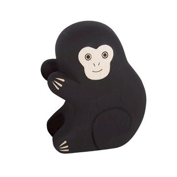 T-LAB 手工木偶 polepole 親子猴子(小) 木質 擺飾  1入  黑色