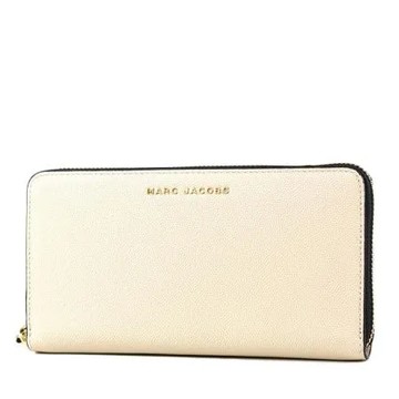 MARC JACOBS 魚子醬皮革拉鍊長夾-米色