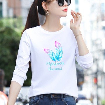 】春季白色打底衫女內搭年新款洋氣女士上衣減齡長袖t恤