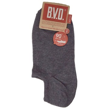 B.V.D. 女款 懷舊細針低口直角襪-B244  紫黑色  22~25cm