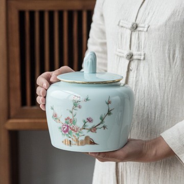 茶葉罐陶瓷手工茶茶倉禪意儲物罐大號一斤干果密封罐簡約功夫茶罐