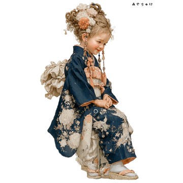 【12月新品4】07-114-0351 人物貼紙 和服復古