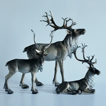 樹脂仿真馴鹿動物擺件 北歐彩繪麋鹿吉祥電視柜家居軟裝飾工藝品