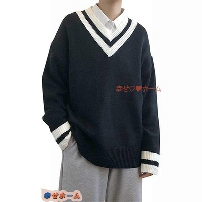 メンズ ニット セーター 秋服 スクールセーター レイヤード Vネック カッコイイ ケーブル編み 質感 コンフォート 柔らかい シンプル 通販 Lineポイント最大get Lineショッピング